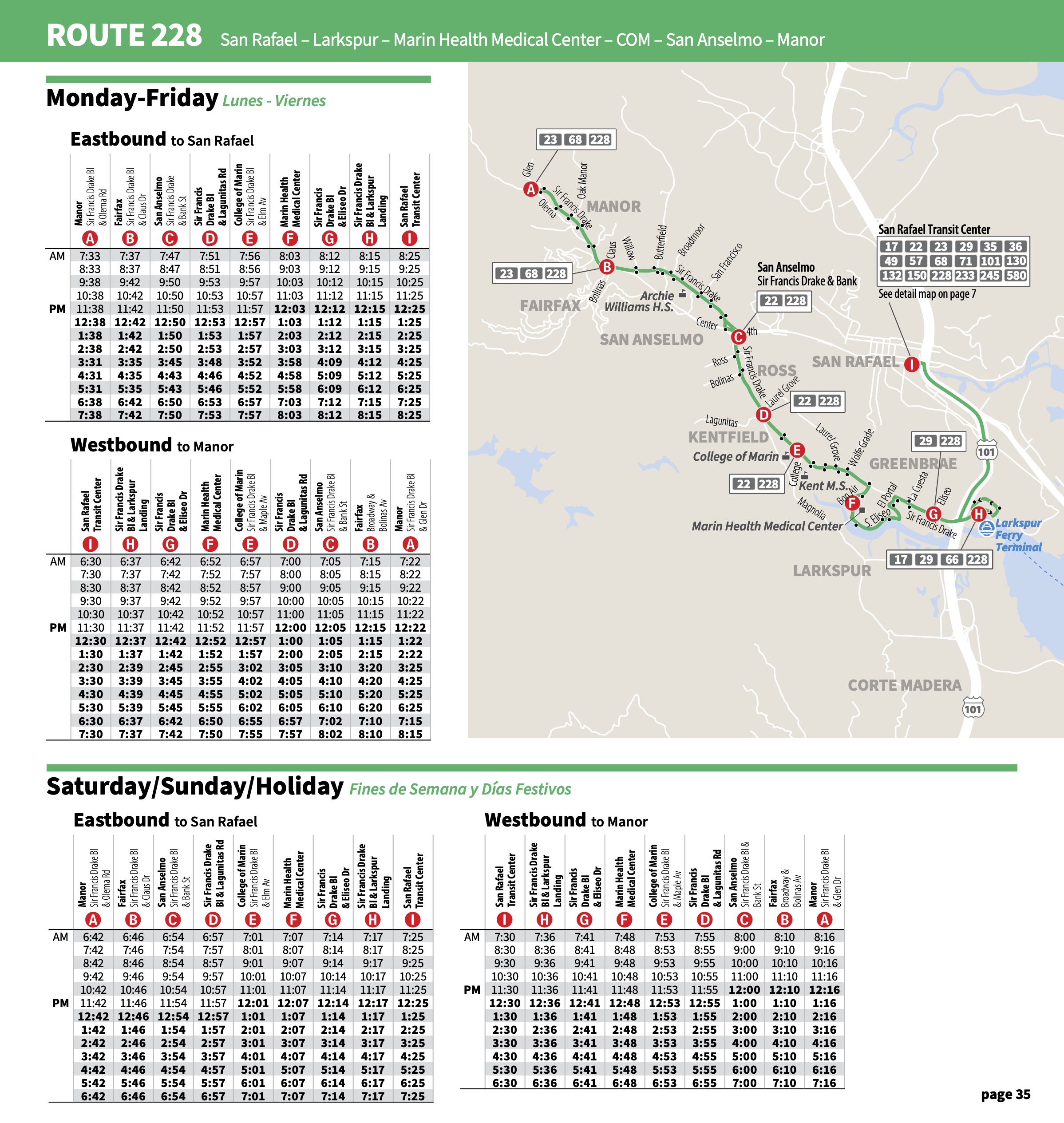 Route 228 New Map and Schedule