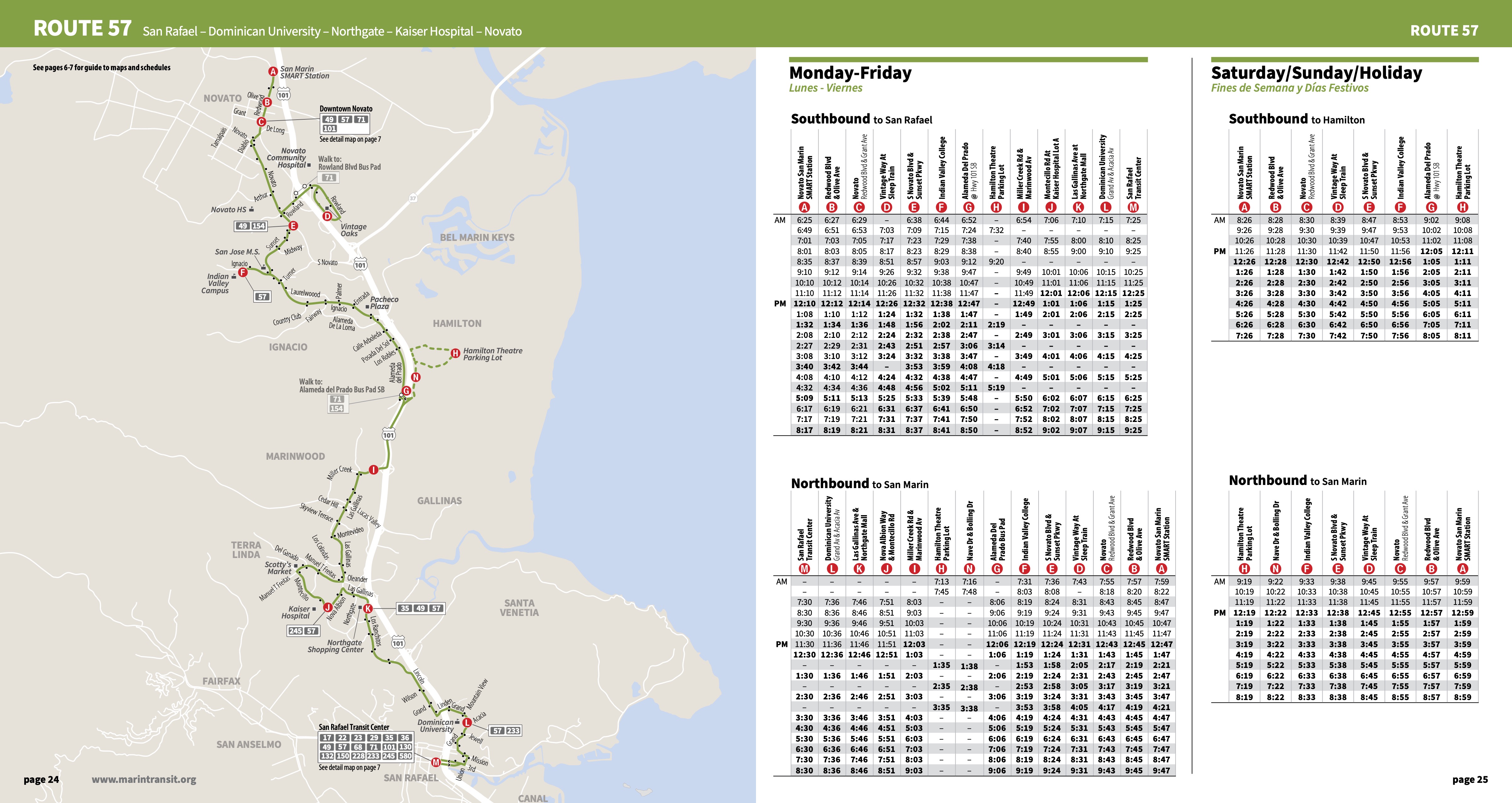 Route 57 New Map and Schedule